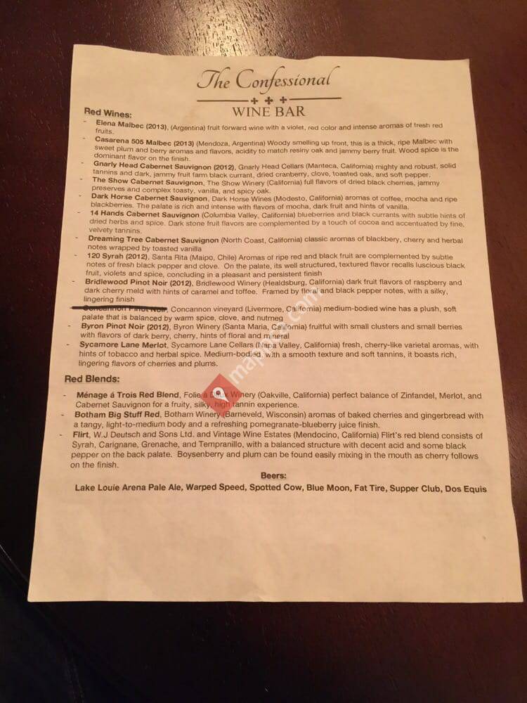 The Confessional Wine Bar